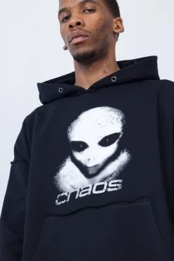 Sale Bluza Z Kapturem Alien Distressed Bluzy Z Kapturem