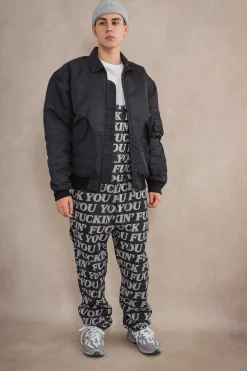 New Spodnie Fuckin Fuck Denim Overalls Spodnie Chino / Bojówki|Spodnie Materiałowe